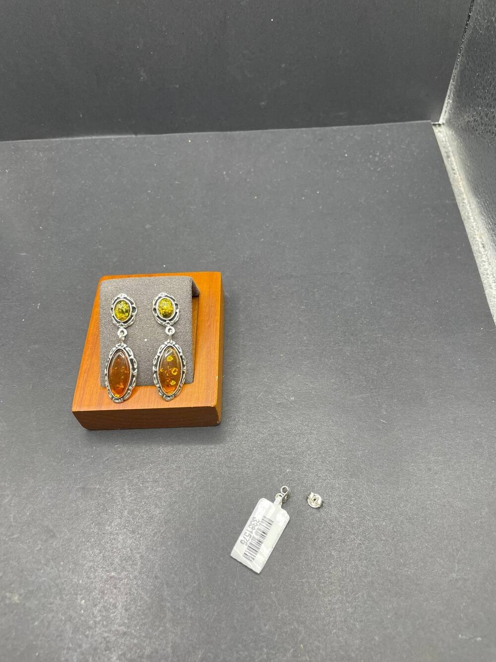 925 Sterling Silver Amber Drop Earrings Filigree Setting Oval Dangle Jewelry